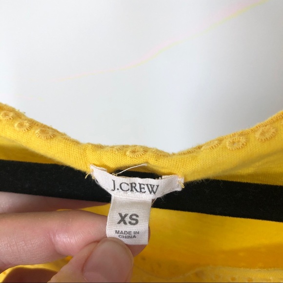 J. Crew XS yellow eyelet tank with scalloping - Picture 3 of 6